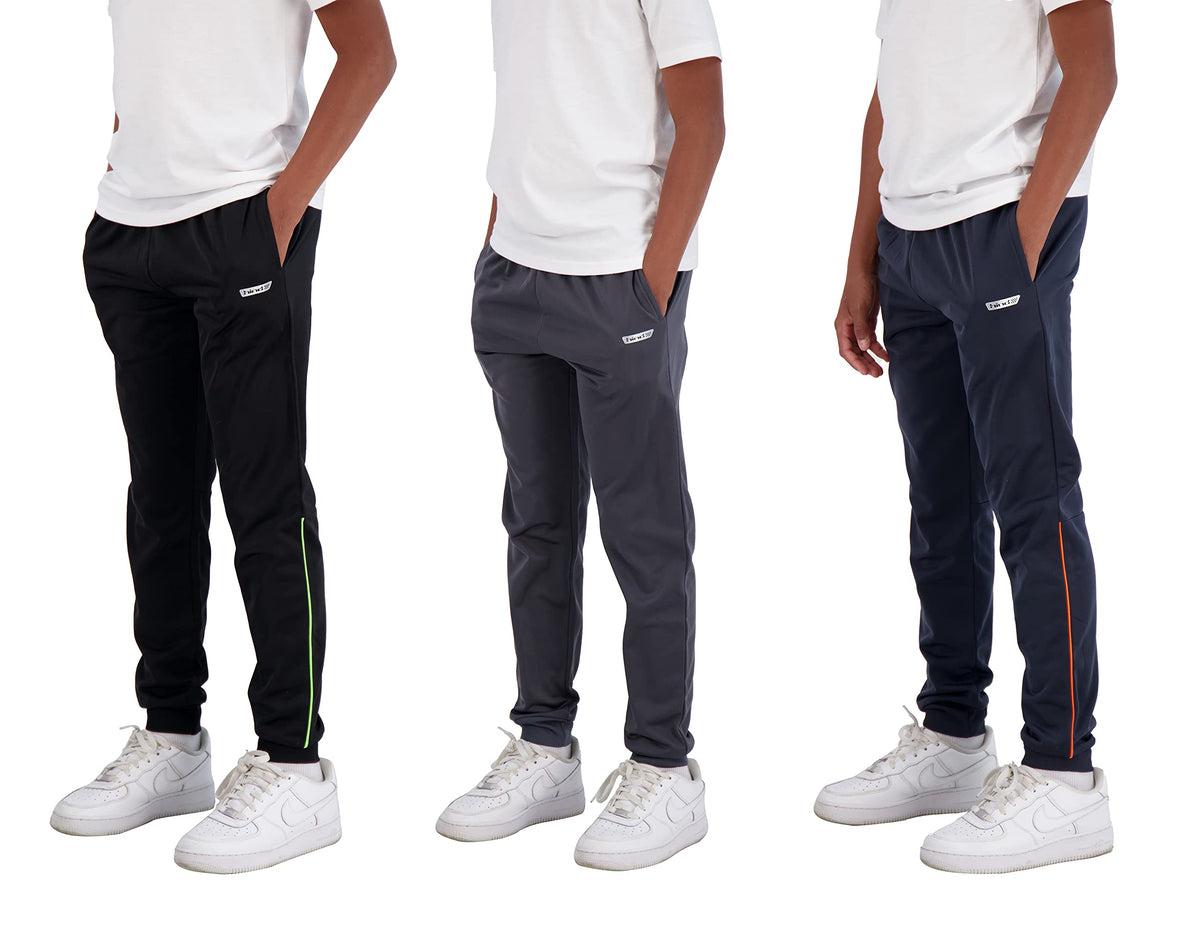 Hind Boys 3-Pack Fleece Jogger Sweatpants For Athletic  Casual Wear (Black-Asphalt-Blue, 10-12)