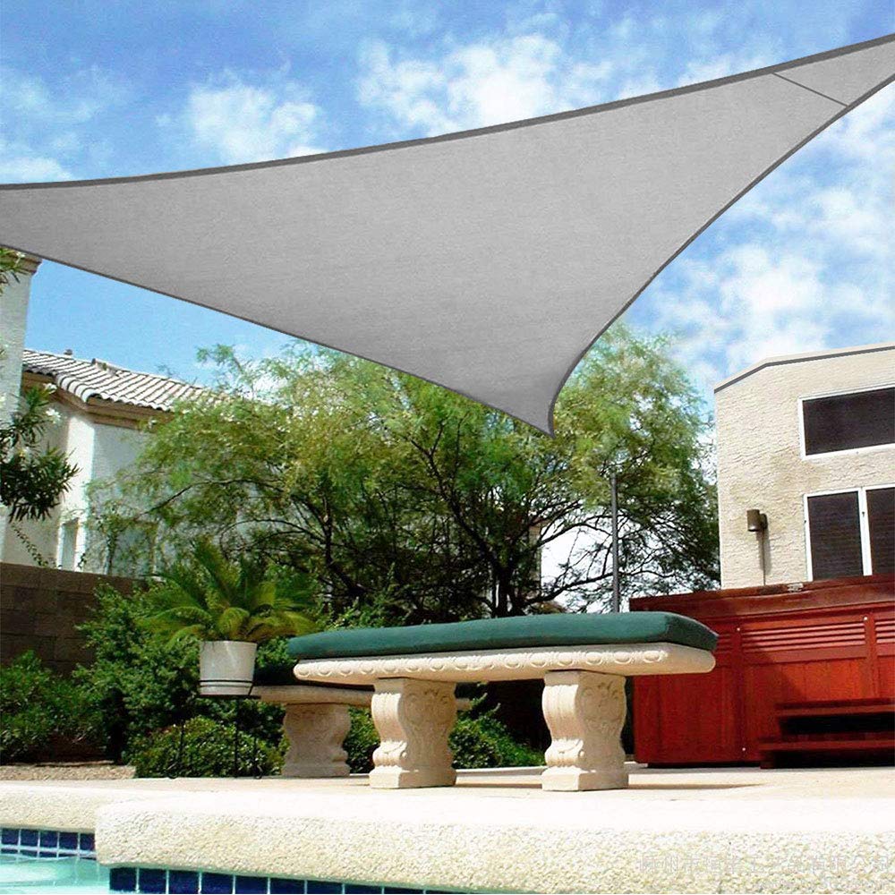 Shadebeyond 16X16X16 Sun Shade Sail Triangle Canopy Light Grey Outdoor Uv Sunshade Sail For Patio Yard Backyard Garden Lawn