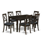 East West Furniture CABO7S-CAP-LC 7 Piece Modern Dining Table Set Consist of a Rectangle Wooden Table and 6 Faux Leather Upholstered Chairs, 36x60 Inch, Cappuccino
