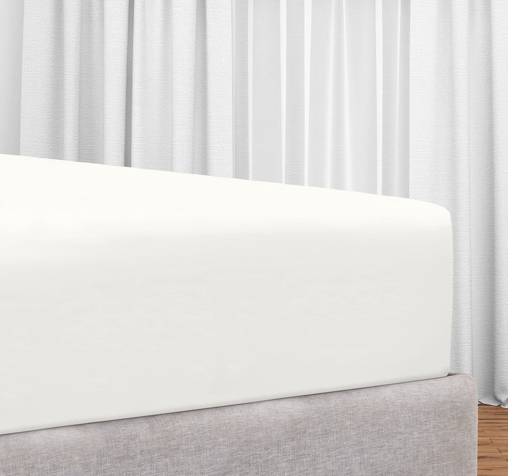 California Design Den Fitted Sheet Queen Size Cotton, Deep Pocket Soft 400 Thread Count 100% Cotton Sateen, No-Pop Off Elastic,