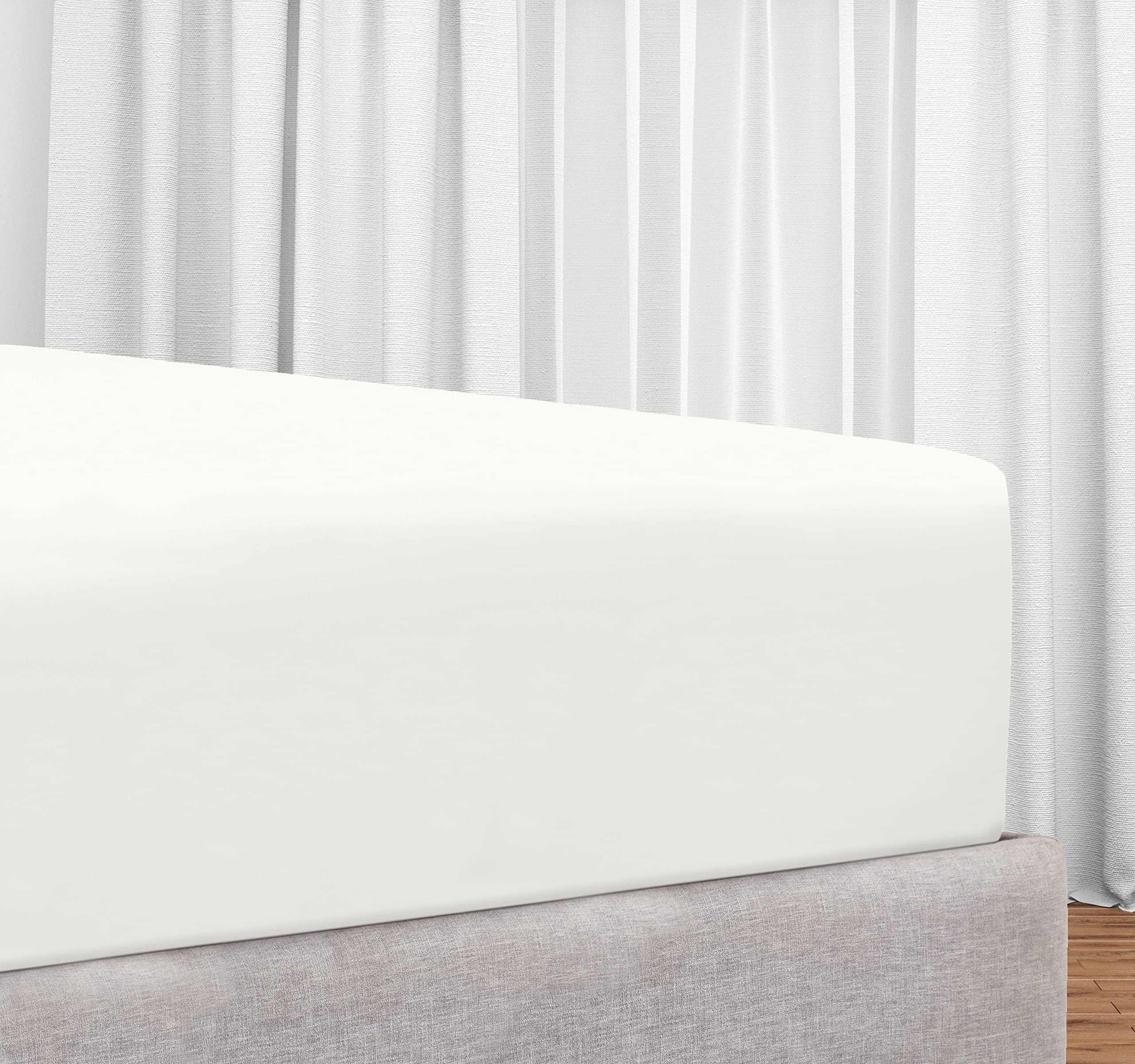 California Design Den Fitted Sheet Queen Size Cotton, Deep Pocket Soft 400 Thread Count 100% Cotton Sateen, No-Pop Off Elastic,