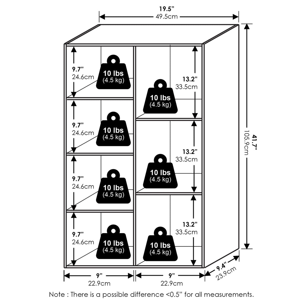 Furinno Luder 7-Cube Reversible Open Shelf, Amber Pine