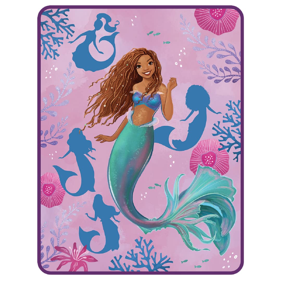 Franco Disney Princess Ariel The Little Mermaid Live Action Movie Kids Bedding Super Soft Plush Micro Raschel Throw, 46 In X 60