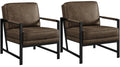 Yaheetech PU Leather Armchairs, Retro Leisure Accent Chair with Extra Soft Padded and Cushion, 105 Degree Slant Back, Modern Rea