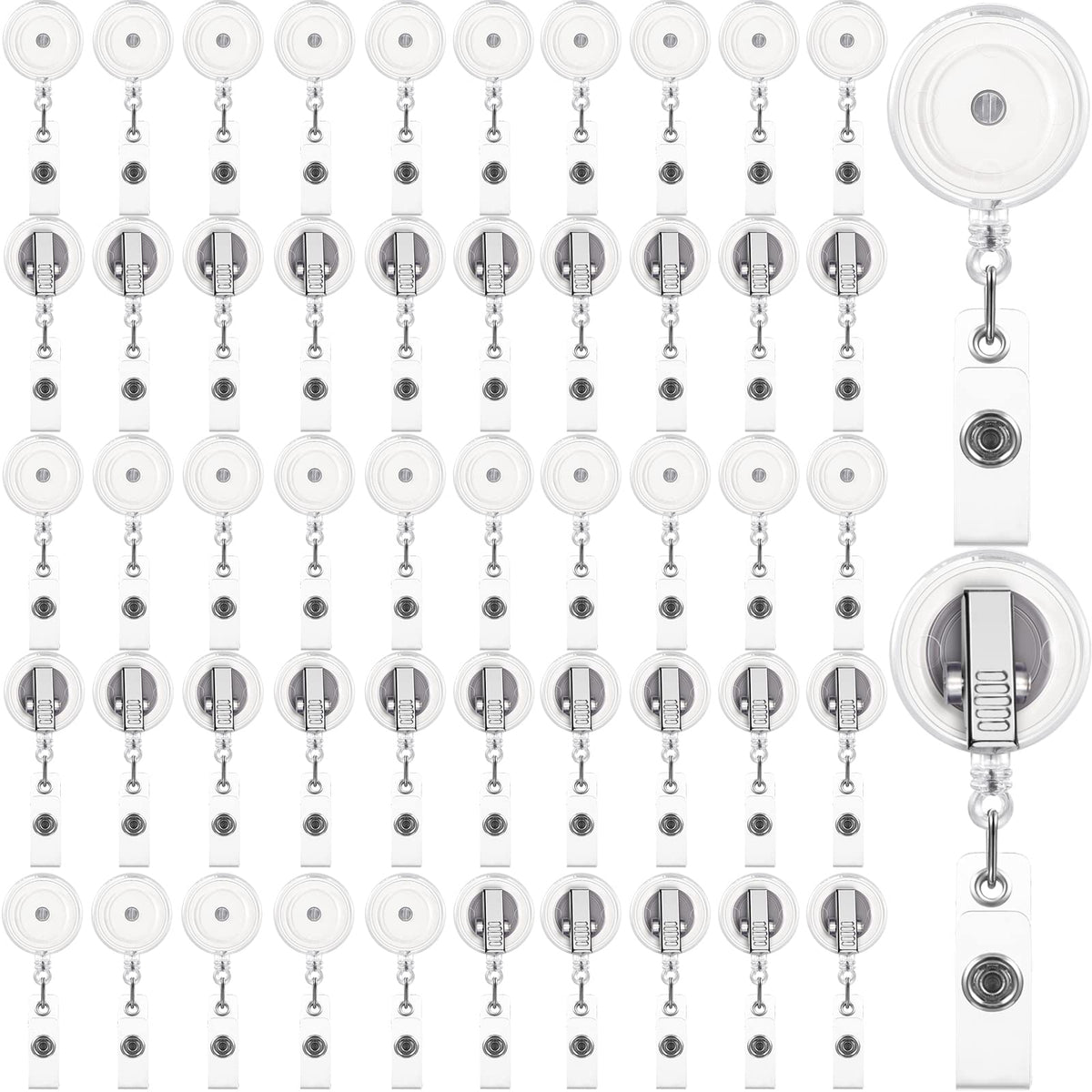 Fulmoon 50 Pcs Badge Reels Retractable With Swivel Alligator Clip, Round Id Badge Holders Nursing Name Badge Reels And And Vinyl