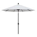 California Umbrella 9' Round Aluminum Market Umbrella, Crank Lift, Push Button Tilt, Bronze Pole, Sunbrella Natural