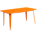 Flash Furniture Charis Commercial Grade 31.5" x 63" Rectangular Orange Metal Indoor-Outdoor Table