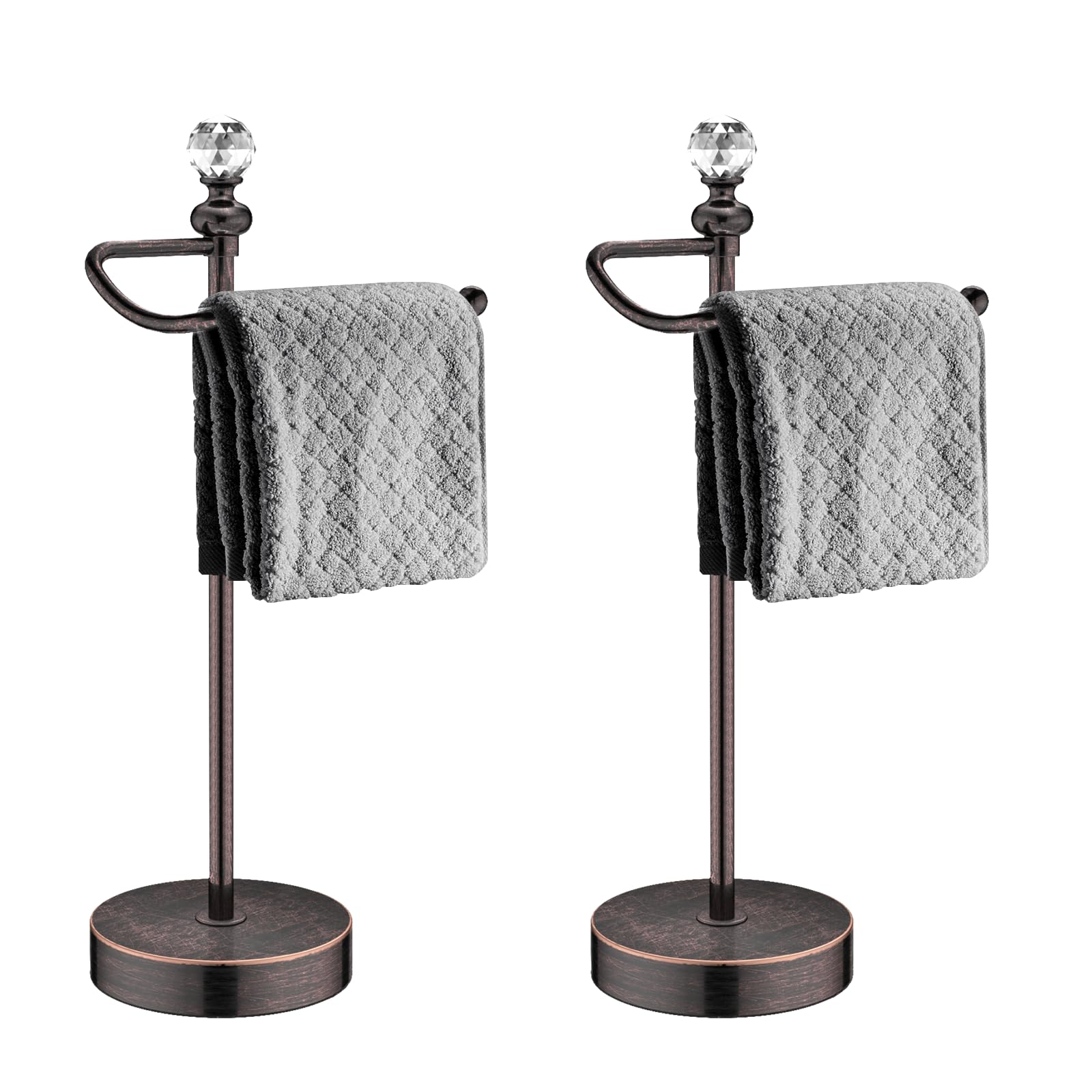 ROLABAM Bathroom Hand Towel Holder with Crystal Ball, Countertop Towel Holder Stand 15.7    H, Stainless Steel Classic Vintage H