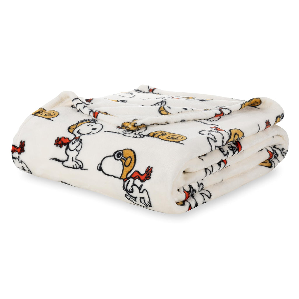 Berkshire Blanket Peanuts Velvetloft Cute Character Snoopy Plush Blanket,Peanuts Red Baron,King 90 In X 108 In (Official Peanuts