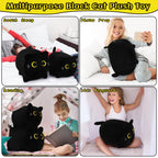 Black Cat Plush Pillows-16' Black Cat Plushies, Gold Eyes Black Cat Plush, Cat Anime Plush Cute Plush Cat Plushie Stuffed Cat S