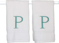 Teal Monogrammed Hand Towel for Bathroom - Initial Hotel Quality Decorative Embroidered Luxury Towel for Powder Room, Spa - GOTS