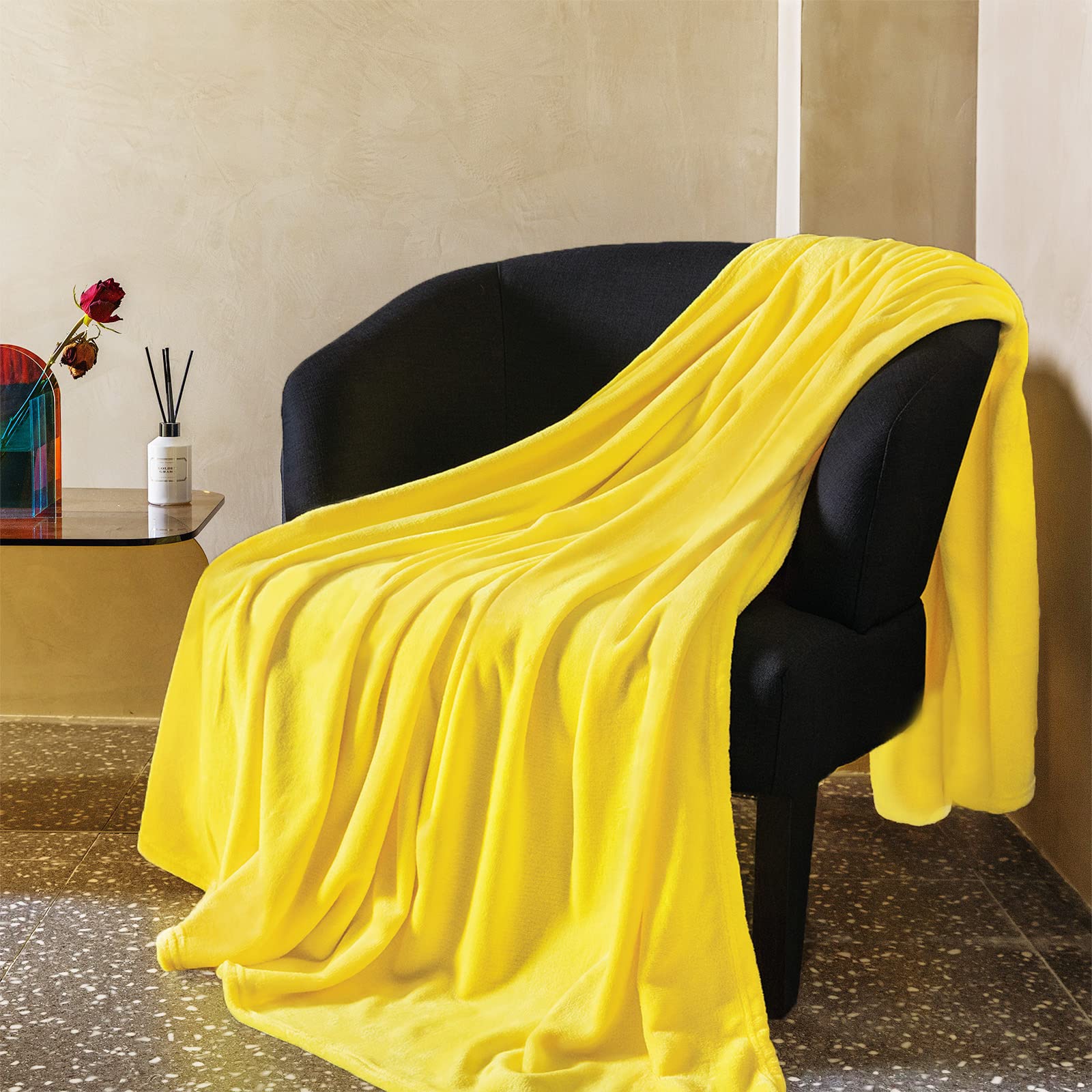 Jiahannha Yellow Throw Blanket Fleece Blanket 50'X60',Super Soft Cozy Plush Throw Blanket For Couch Sofa Bed,Warm And Lightwei