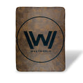 Just Funky Westworld Faux Leather And Fleece Logo Throw Blanket, 45' X 60'