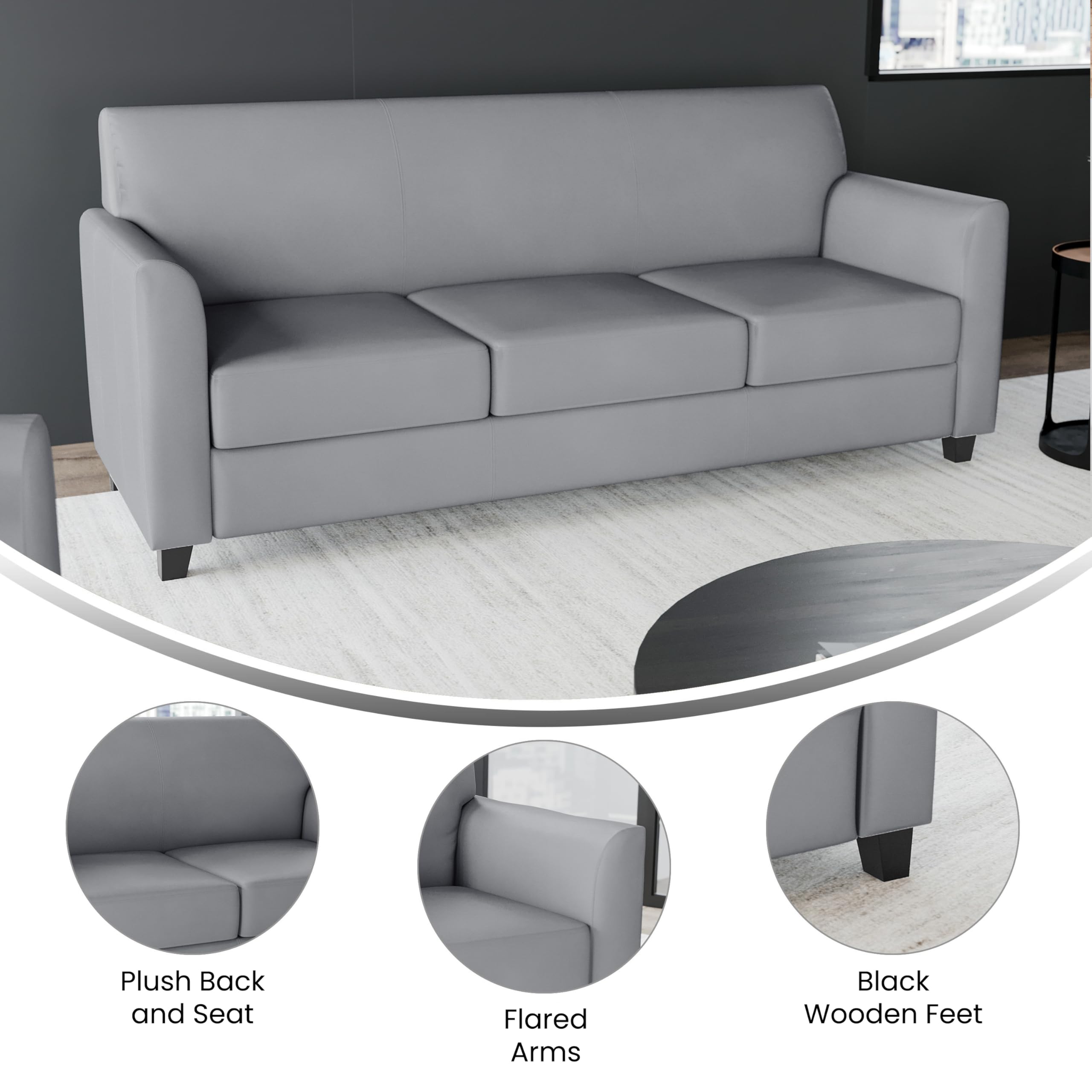 Flash Furniture HERCULES Diplomat Series Gray LeatherSoft Sofa