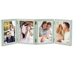 POILKMNI 4 Folding 5x7 Inch Hinged Picture Frame High Definition Natural Wood Picture Frame Rustic Desktop Acrylic Frame Family 