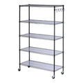 Alera ALESW654818BA 48 in. x 18 in. x 72 in. 5-Shelf Wire Shelving Kit with Casters and Shelf Liners - Black Anthracite