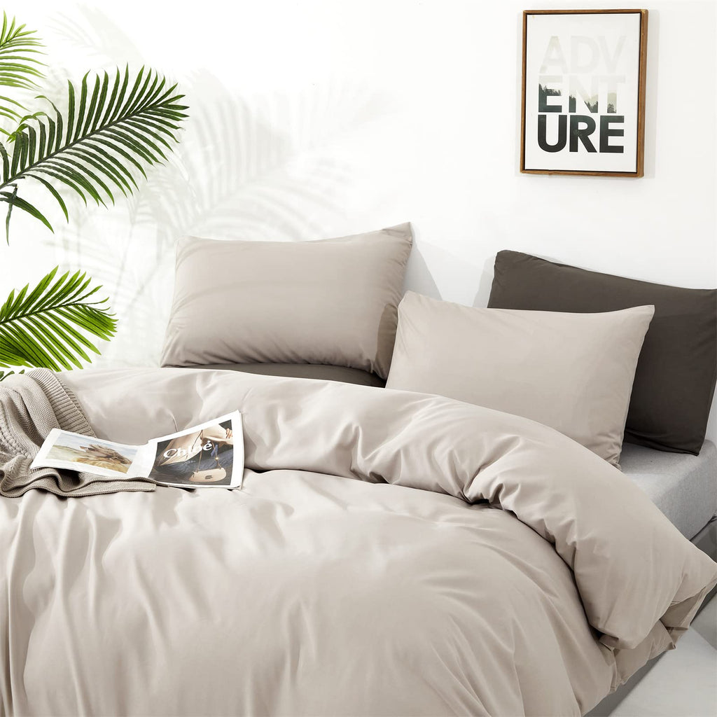 Clothknow Khaki Beige Comforter Set Twin 3Pcs Oatmeal Bedding Comforter Sets Beige Coffee Comforter Soft Light Khaki Comforter S