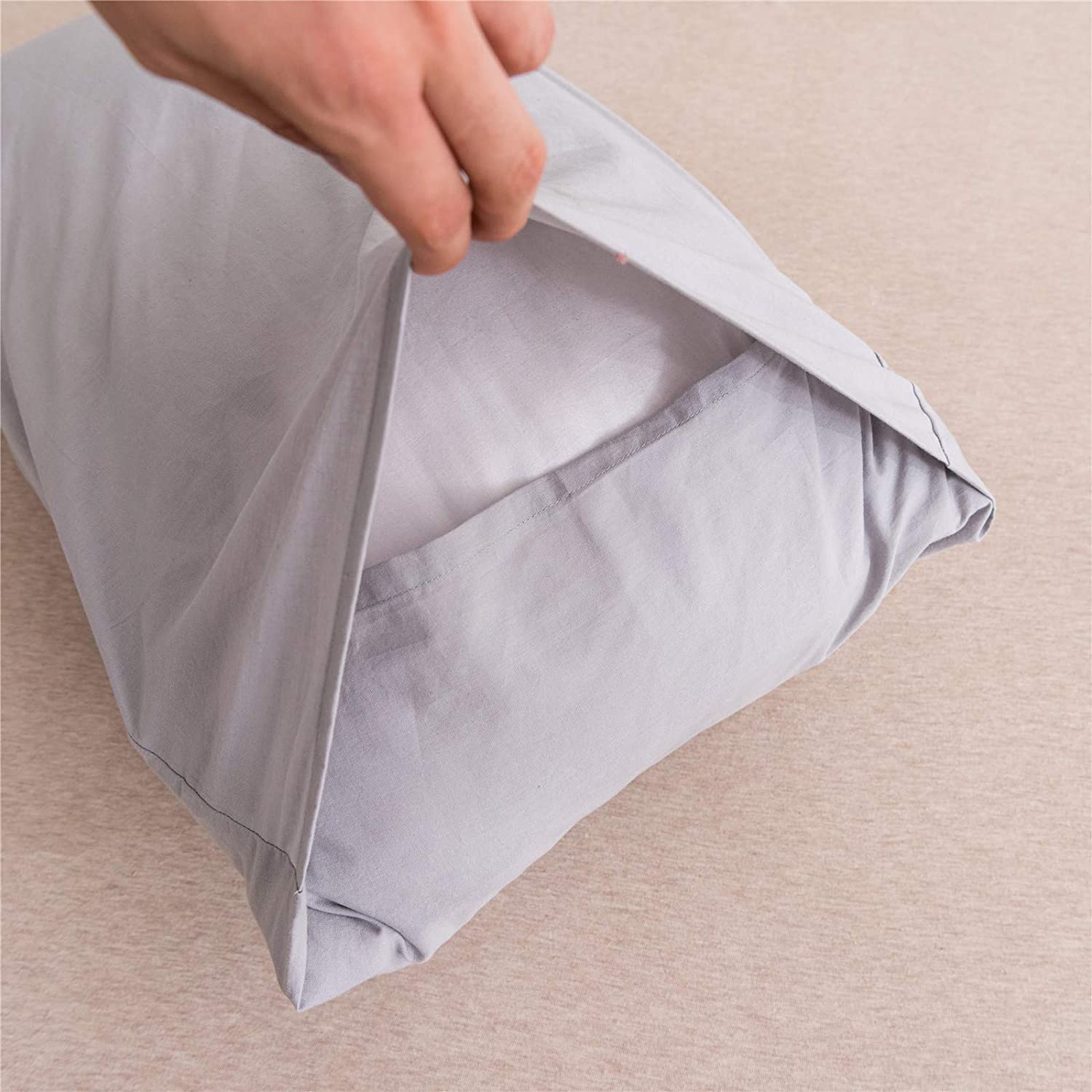 Jellymoni Pillowcases Standard Set Of 2 Cotton Envelope Pillow Covers Light Grey 20  26In Bed Pillow Cases 100% Washed Cotton So