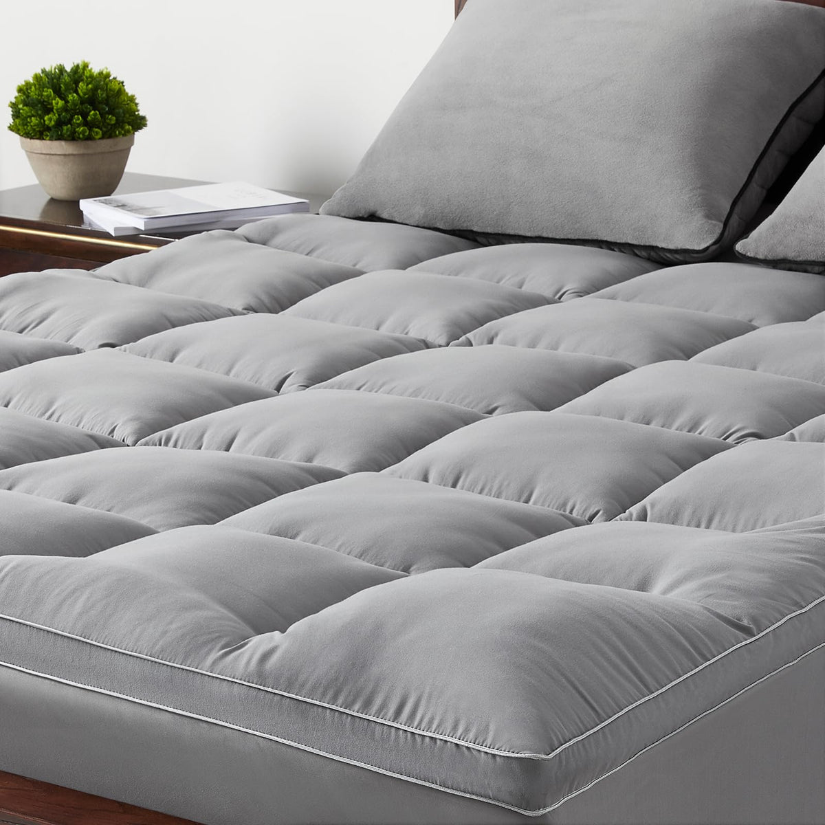 Jkmax Mattress Topper Cal King - Pillow Top Mattress Topper Pad Extra Thick Cover With Deep Pocket - Mattress Topper For Back Pa