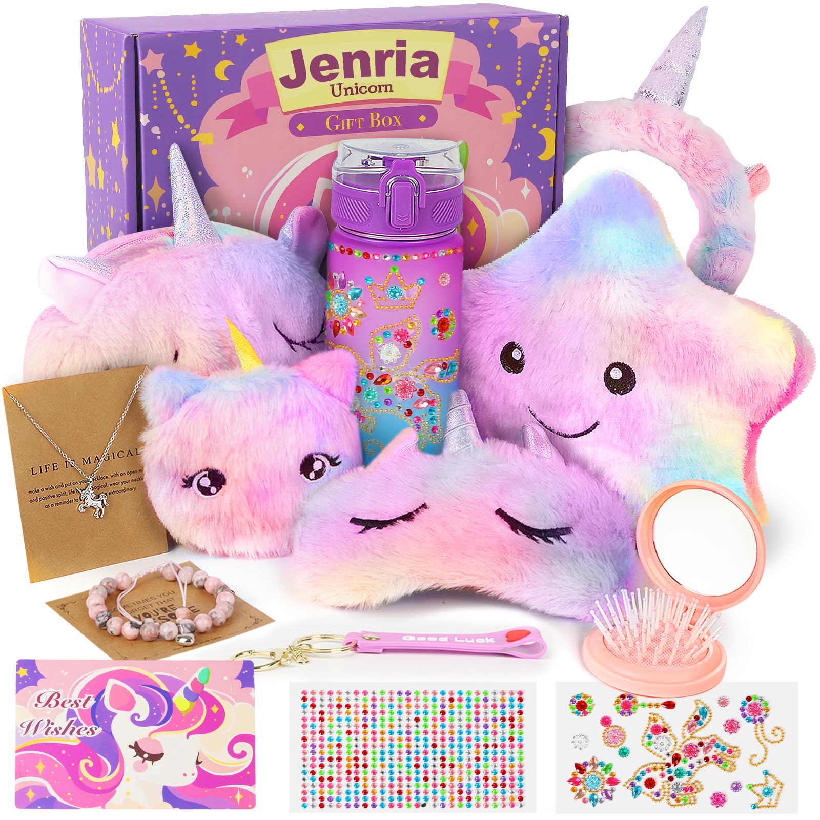 Jenria Unicorn Gifts for Girls UN-01 Rainbow Unicorn Flannel Plush Set