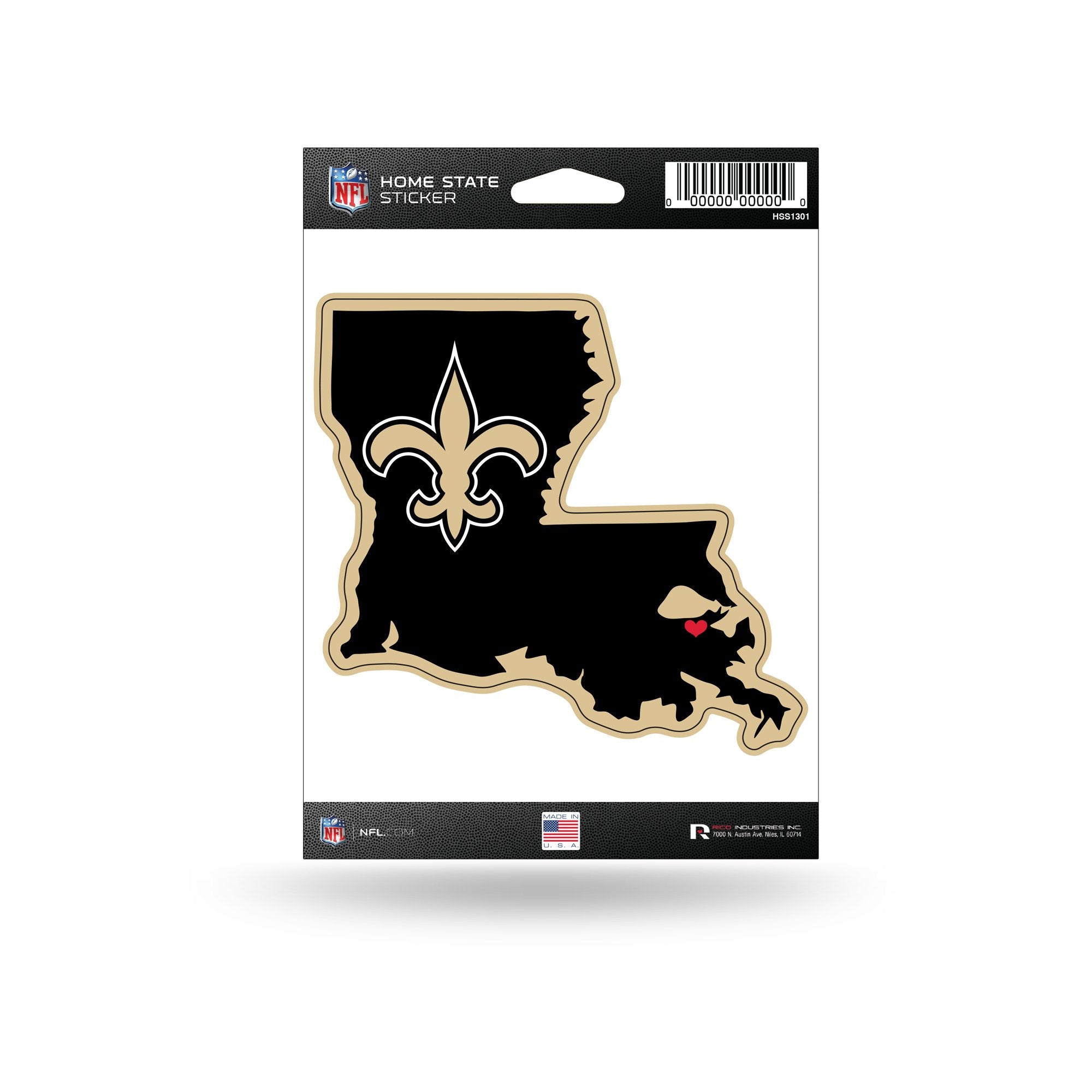 Rico Industries NFL New Orleans Saints Home State Sticker, 5.00 x 7.00