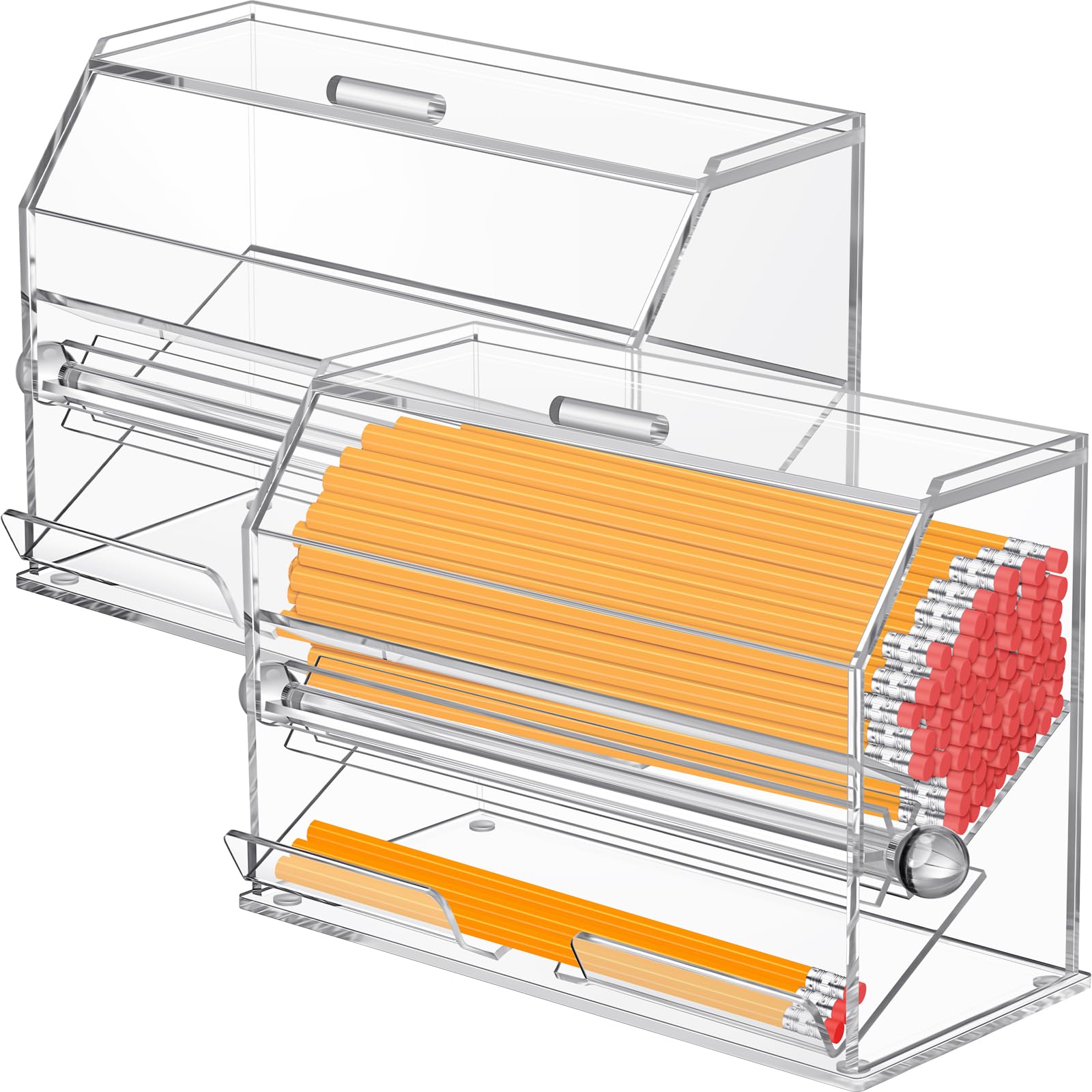 Pinkunn 2 Pcs Pencil Dispenser Bulk Pencil Storage And Dispensing Clear Acrylic Pencil Dispenser Holder Straw Dispenser Classroo