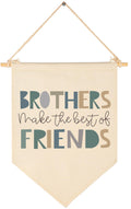 Brothers Make the Best Friends-Sign Above Crib-Flag Wall Decor Gifts for Baby Boys Girls Kids-Canvas Hanging Pennant Banner Wall