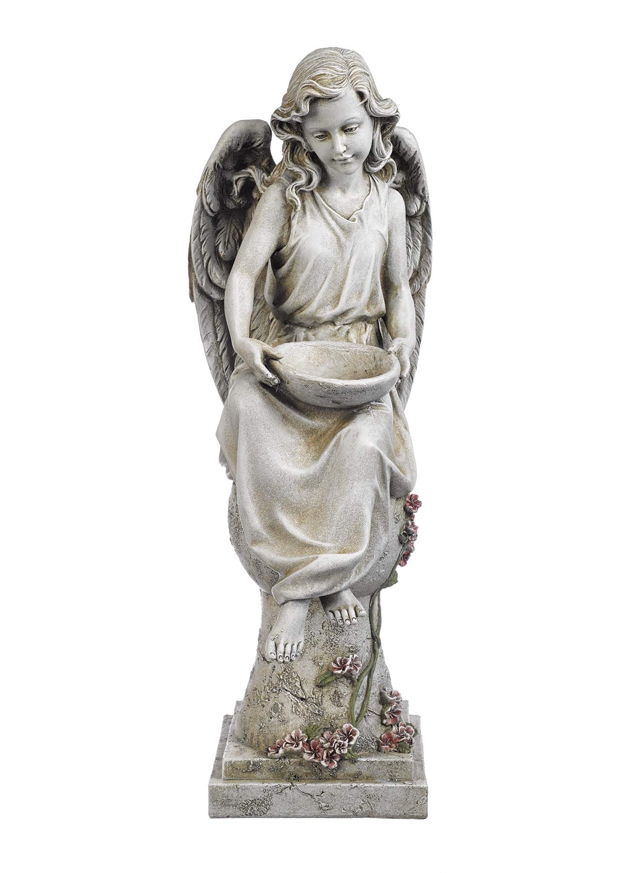 Joseph'S Studio By Roman Inc., Solar Angel On Pedestal, Garden Collection, Religious Statue, Holy Family, Memorial, Angel, Patro