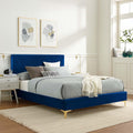 Modway Yasmine Channel Tufted Performance Velvet Twin Platform Bed in Navy