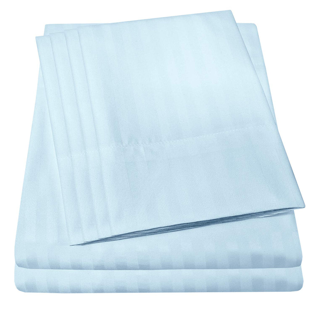 Full Size Bed Sheets - 6 Piece 1500 Supreme Collection Fine Brushed Microfiber Deep Pocket Full Sheet Set Bedding - 2 Extra Pillow Cases, Great Value, Full, Dobby Light Blue