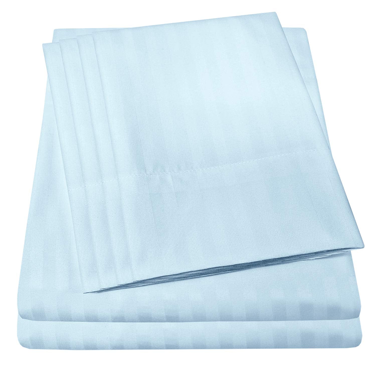 Full Size Bed Sheets - 6 Piece 1500 Supreme Collection Fine Brushed Microfiber Deep Pocket Full Sheet Set Bedding - 2 Extra Pillow Cases, Great Value, Full, Dobby Light Blue