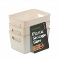 BINO | Plastic Storage Bins, 5 Liter  3 Pack, Natural | THE BRAIDED COLLECTION | Plastic Bins for Organization | Woven Storage 