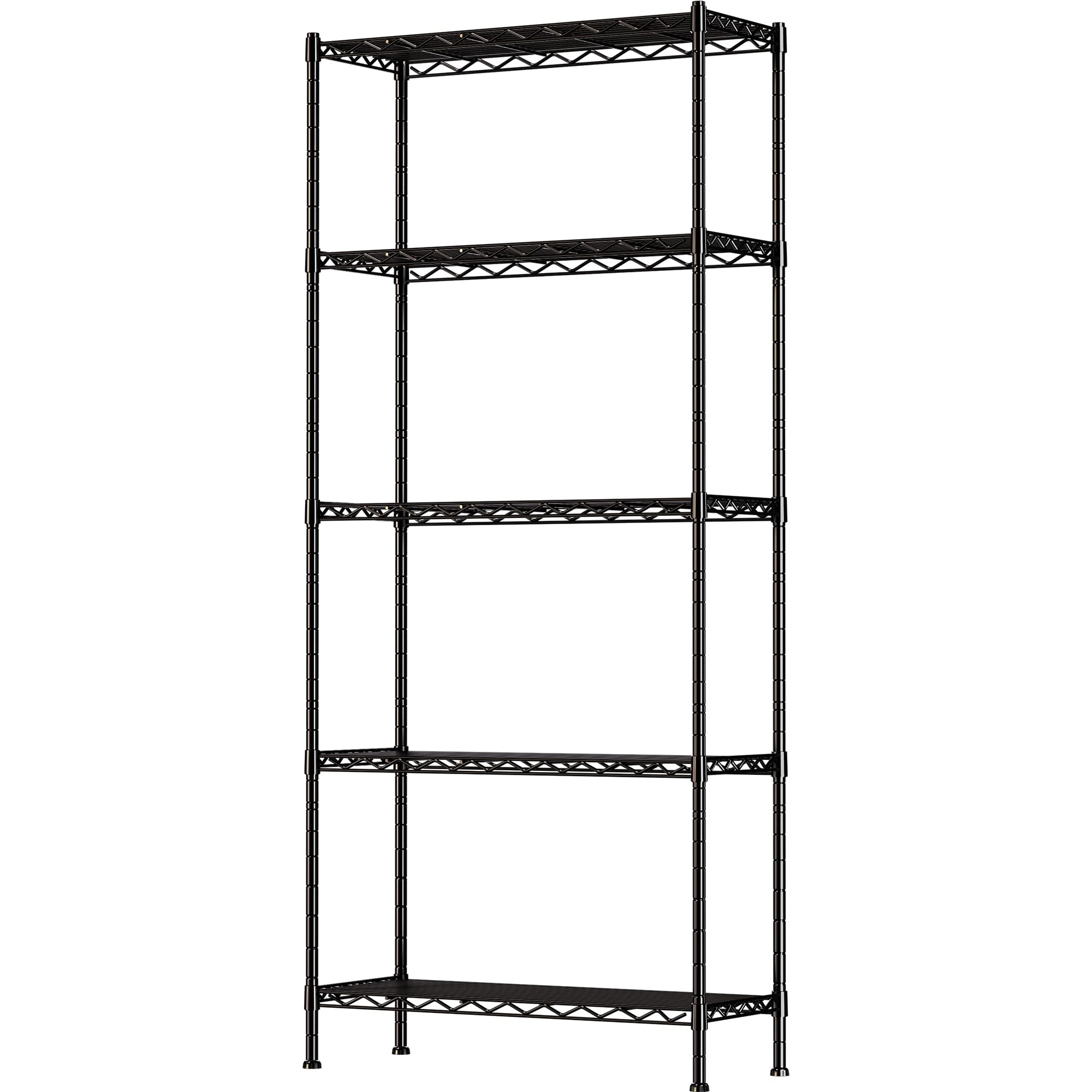 Giotorent 5-Wire Garage Shelving Storage Shelves, Metal Shelf Organizer 1750Lbs Capacity, Kitchen Storage Adjustable Shelf For Laundry Bathroom Pantry Closet, Black 36.2''L X 14''W X 72.3''H