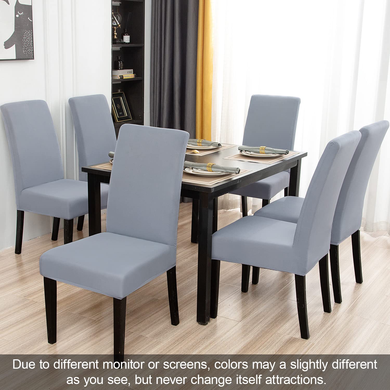 Jqinhome Dining Chair Covers Dining Room Chair Slipcovers, 2 Pack High Stretch Removable Washable Parsons Chair Slipcover For Home Party Hotel Wedding Ceremony (Light Grey)