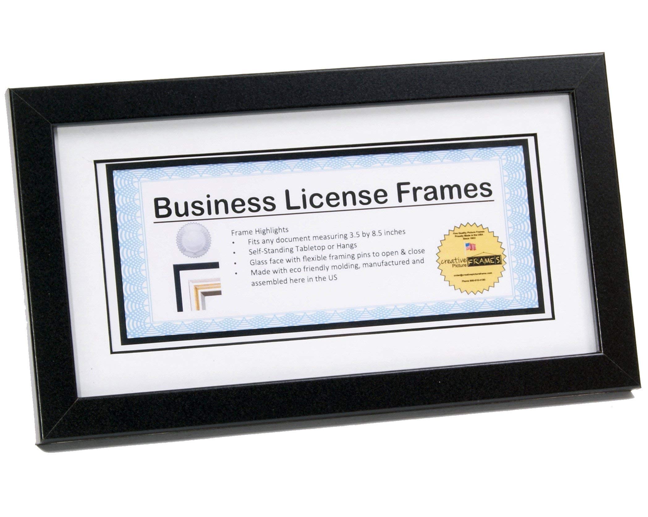 Creative Picture Frames 5.5    x 10.5    Black Business License Certificate Frame for Professionals Holds 3.5    by 8.5    with 