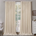 Bgment Cream Beige Velvet Curtains 90 Inch For Bedroom, Thick Thermal Insulated Room Darkening Curtains Noise Reduce Back Tab An