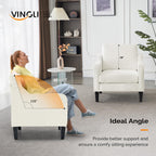 Vingli Accent Chairs For Living Room Chairs Reading Chair Mid Century Modern Chair Soft Chenille Sofa Chair Upholstered Arm Chair Comfy Chair Side Chair (Creamy White Chenille)