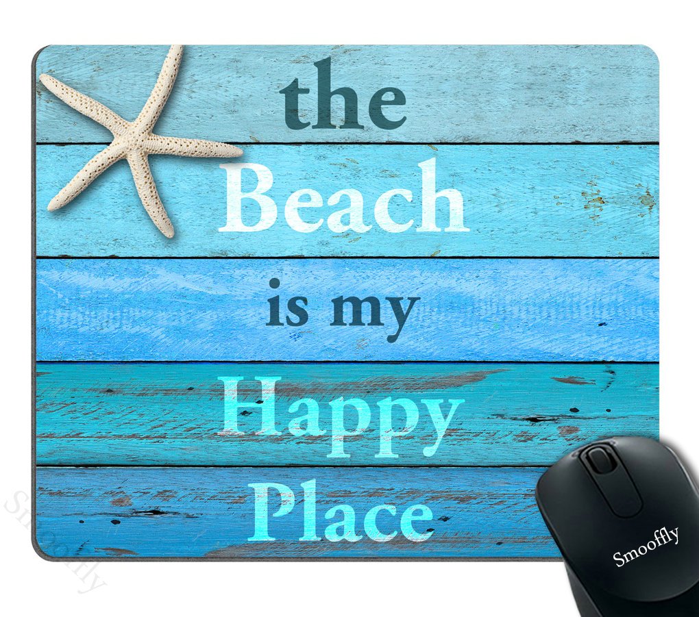 Smooffly Mouse Pad For Pc,The Beach Is My Happy Place Personality Desings Gaming Mouse Mat 9.5X7.9 Inches (Starfish)