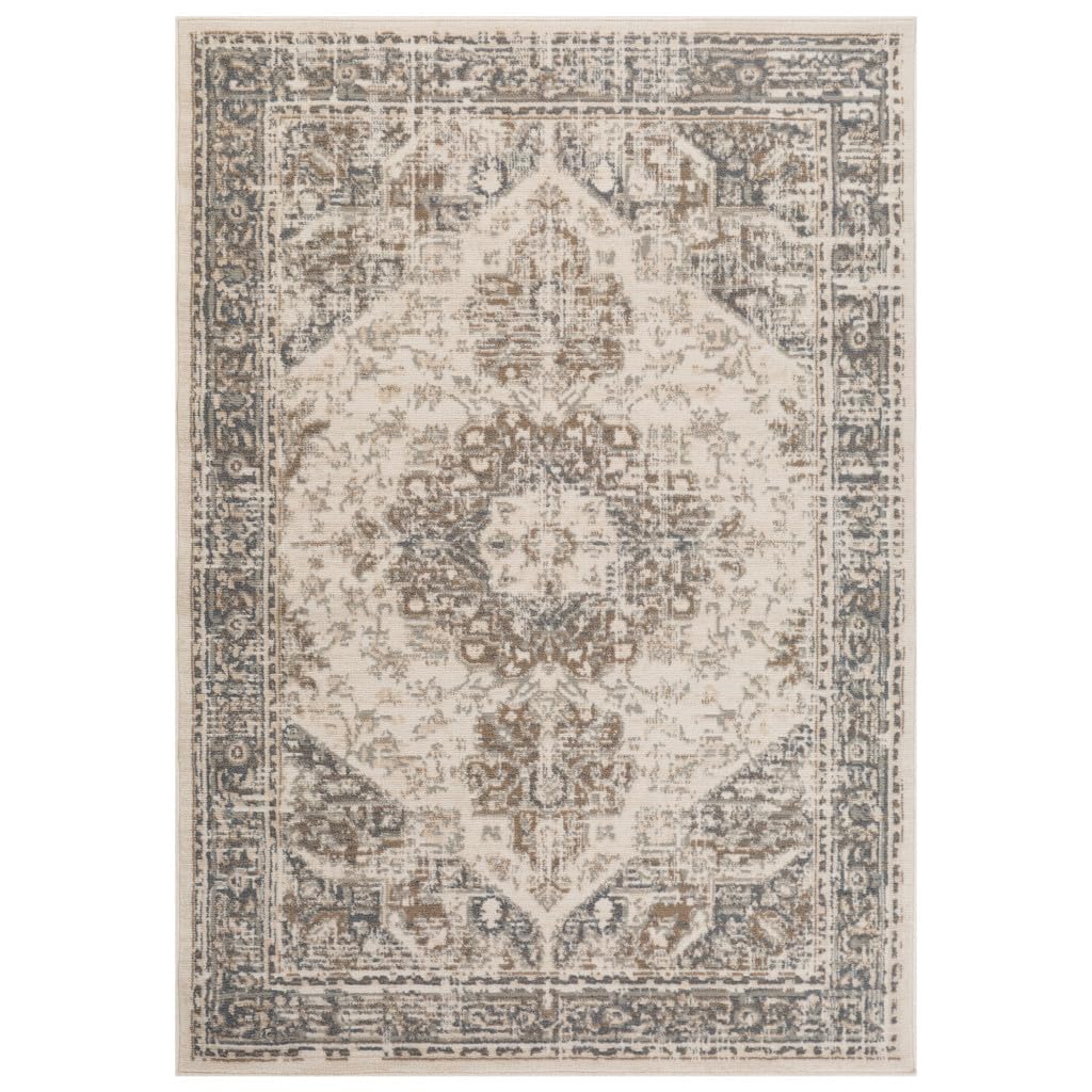 HomeRoots 531691 2 x 3 ft. Beige Medallion Power Loom Rectangle Area Rug