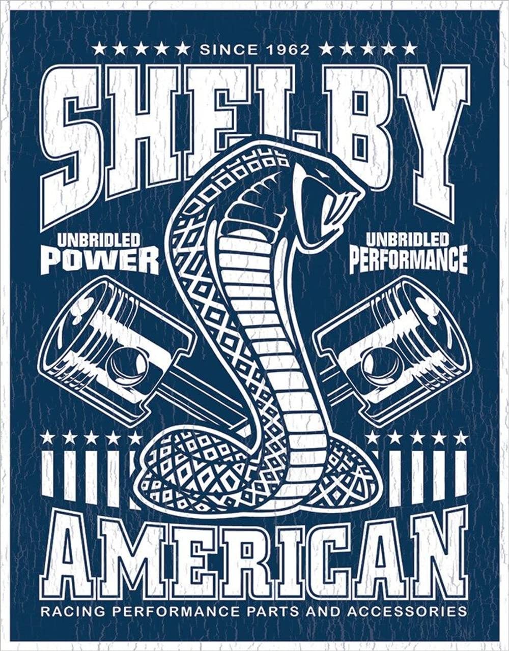 Desperate Enterprises Unbridled - Shelby Tin Sign - Nostalgic Vintage Metal Wall Decor - Made in USA