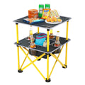ARMOR CASTLE Folding Camping Table with 4 Cup Holders, Lightweight Portable Beach Outdoor Picnic Table, Square Camp Table with B