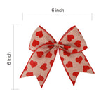Meseey 12 Pcs 6 Inch Red Heart Printed Burlap Bows Decoration Bow For Valentine'S Day Gift Wrapping Party Holiday Basket Ornamen