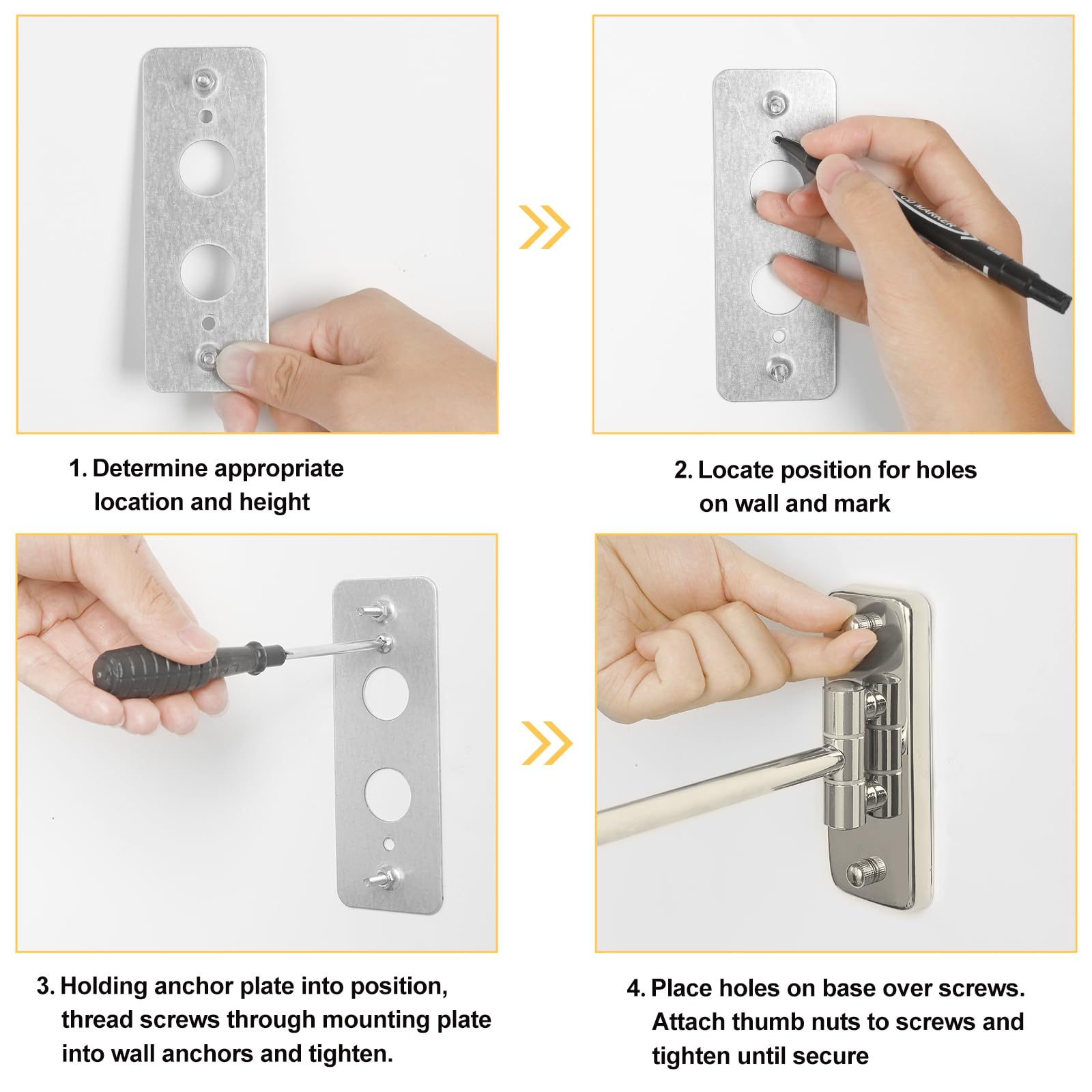 Ffowcye 8' Wall Mounted Makeup Mirror, 1X/10X Wall Mount Magnifying Mirror With Double Sided Folding Extendable Arm 360 Rotatio