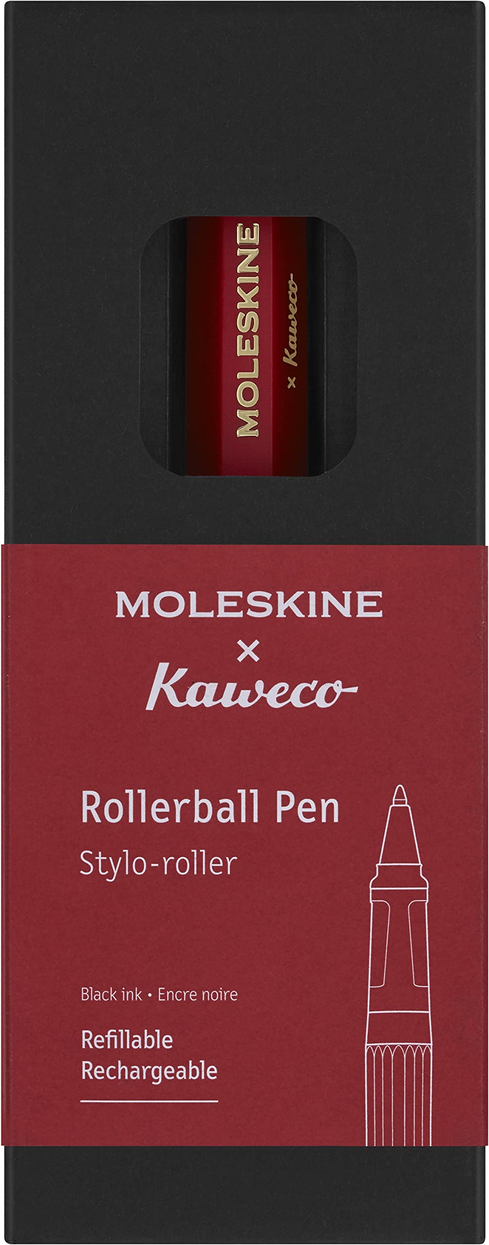 Moleskine X Kaweco, Roller Pen, 0.7Mm Point, Red With Black Ink