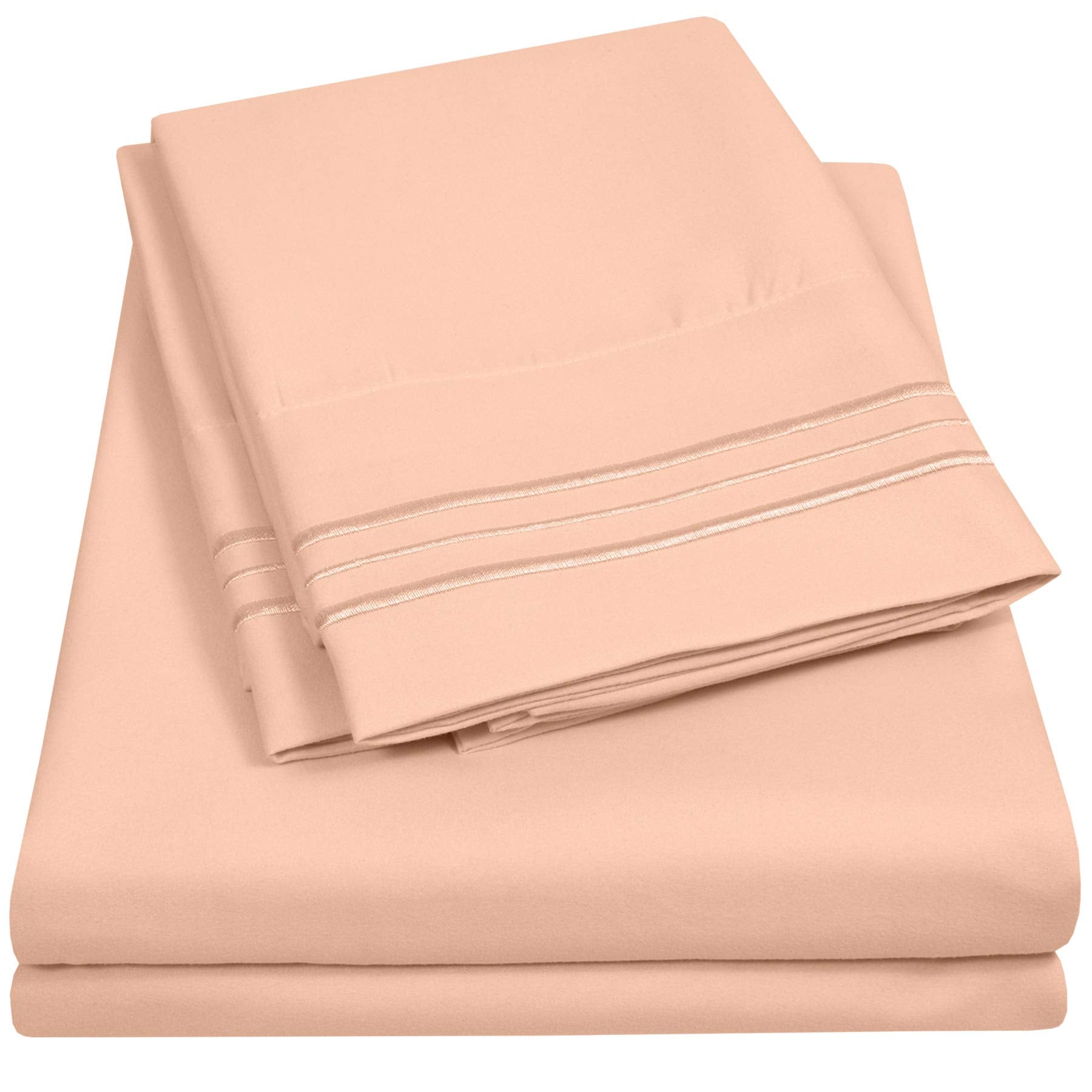 1500 Supreme Collection Twin Xl Sheet Sets Peach - 3 Piece Bed Sheets And Pillowcase Set For Twin Xl Mattress - Extra Soft, Elas