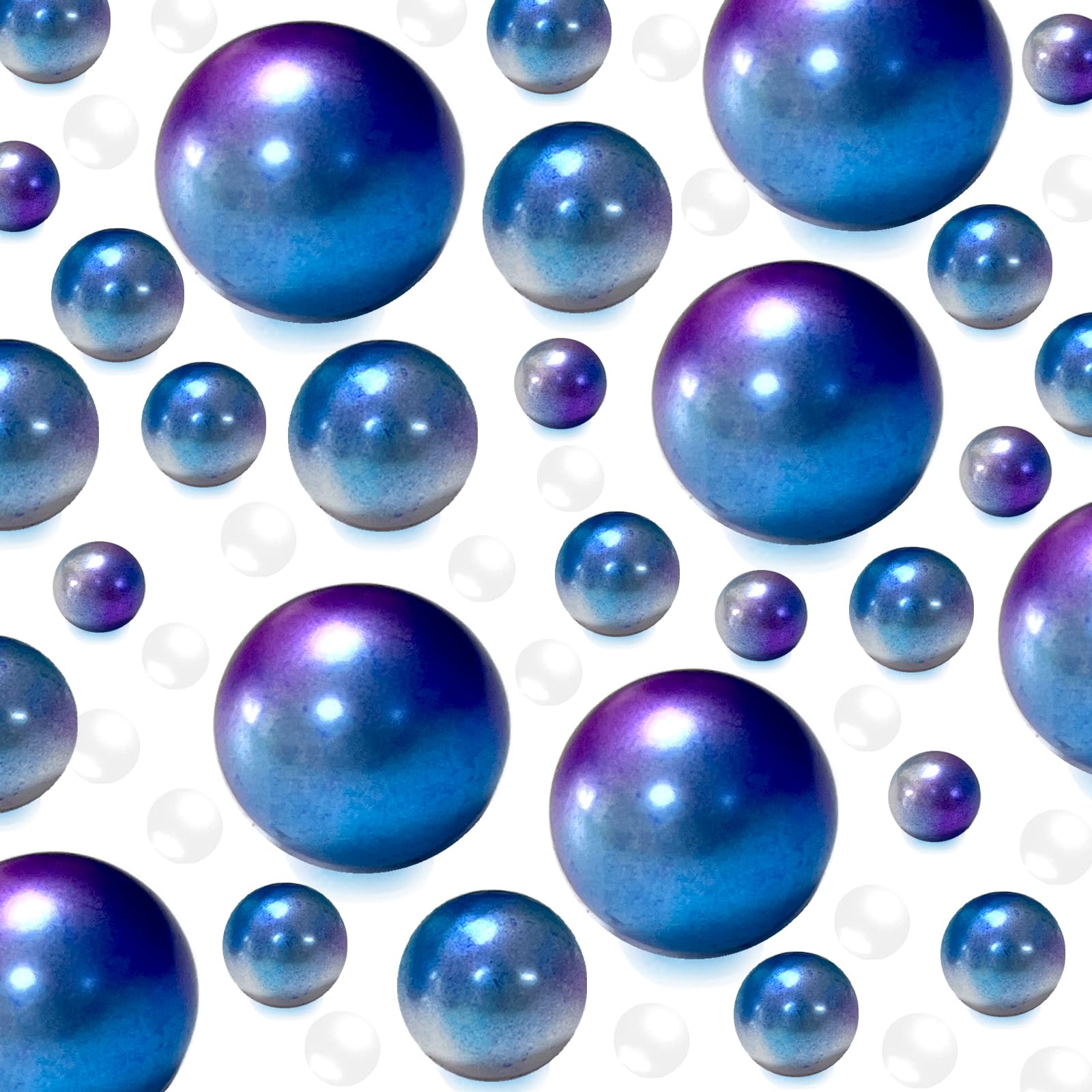 YUXIYAN 100 Pieces Floating NO Hole Pearls Beads and 500 Pcs Transparent Water Gels,Gradient Pearls for Vases,Floating Beads for