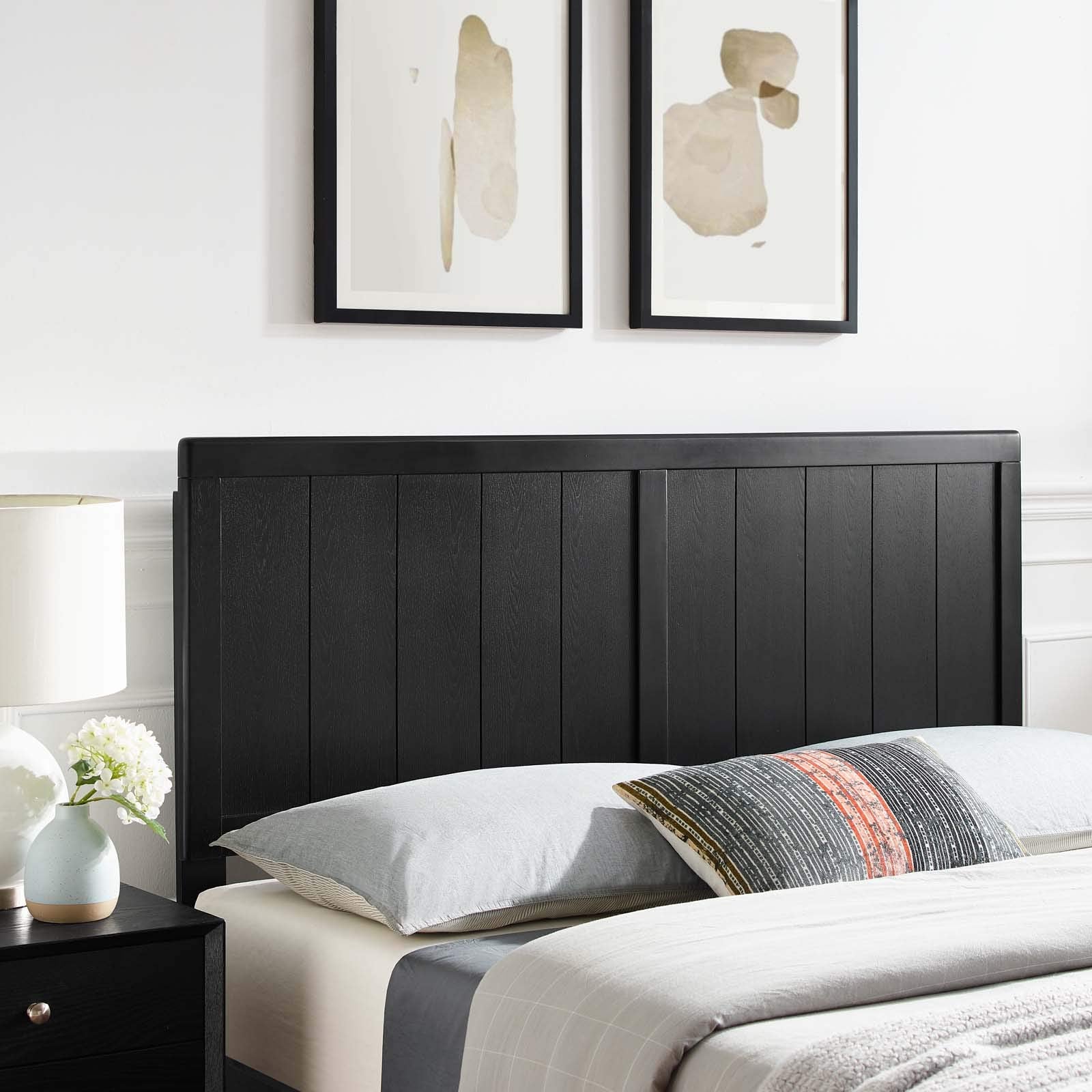 Modway Mod-6216-Blk Robbie Twin Wood Headboard, Black