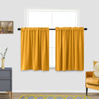 Koufall Yellow Kitchen Curtains,Blackout Short Curtains For Small Bathroom Window,24 Inch Length Set Of 2 Pack