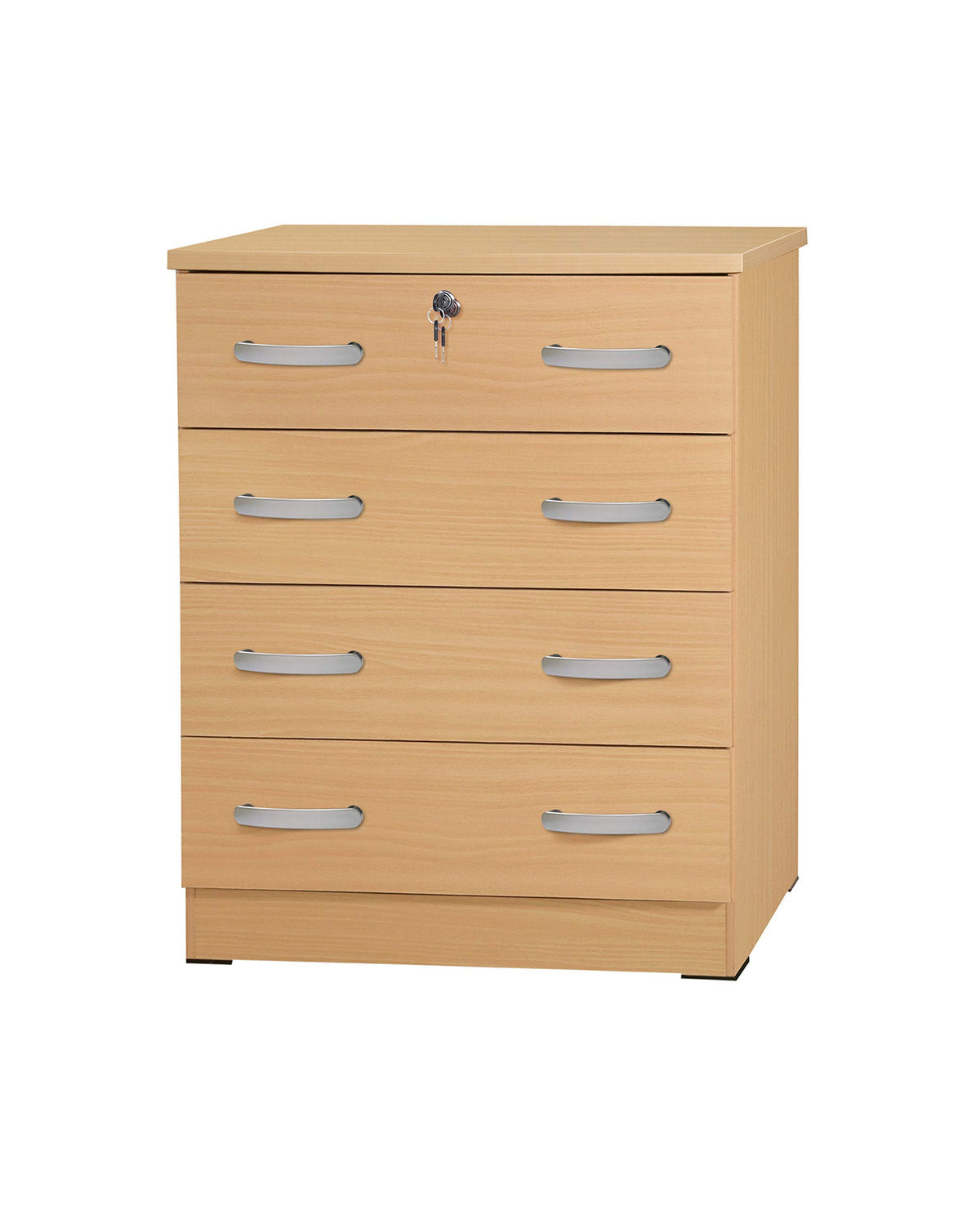 Better Home Products Cindy 4 Drawer Chest Wooden Dresser With Lock Beech And Blue