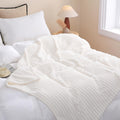Linecooo Cream White Fleece Throw Blanket 90     90    For Couch Sofa Bed,Super Soft Cozy Plush Microfiber Flannel Blanket With